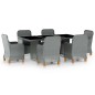 vidaXL Set Pranzo da Giardino 7pz con Cuscini Polyrattan Grigio Chiaro