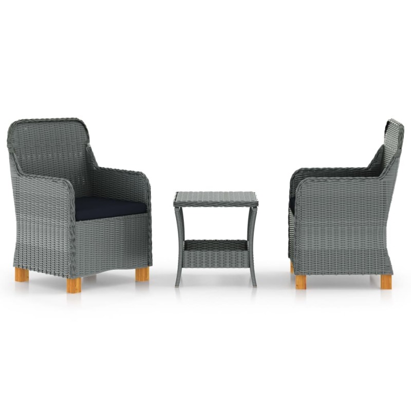 vidaXL Set Divani da Giardino 3pz con Cuscini Polyrattan Grigio Chiaro