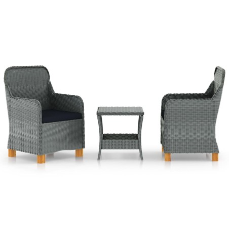 vidaXL Set Divani da Giardino 3pz con Cuscini Polyrattan Grigio Chiaro