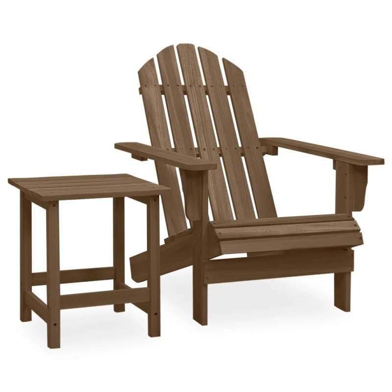 vidaXL Sedia Adirondack con Tavolo Abete Massello Marrone vidaXL Sedia Adirondack con Tavolo Abete Massello Marrone