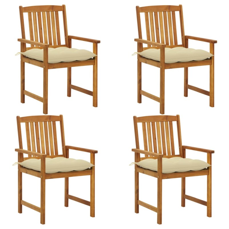 vidaXL Sedie da Giardino con Cuscini 4 pz in Massello di Acacia vidaXL Sedie da Giardino con Cuscini 4 pz in Massello di Acacia