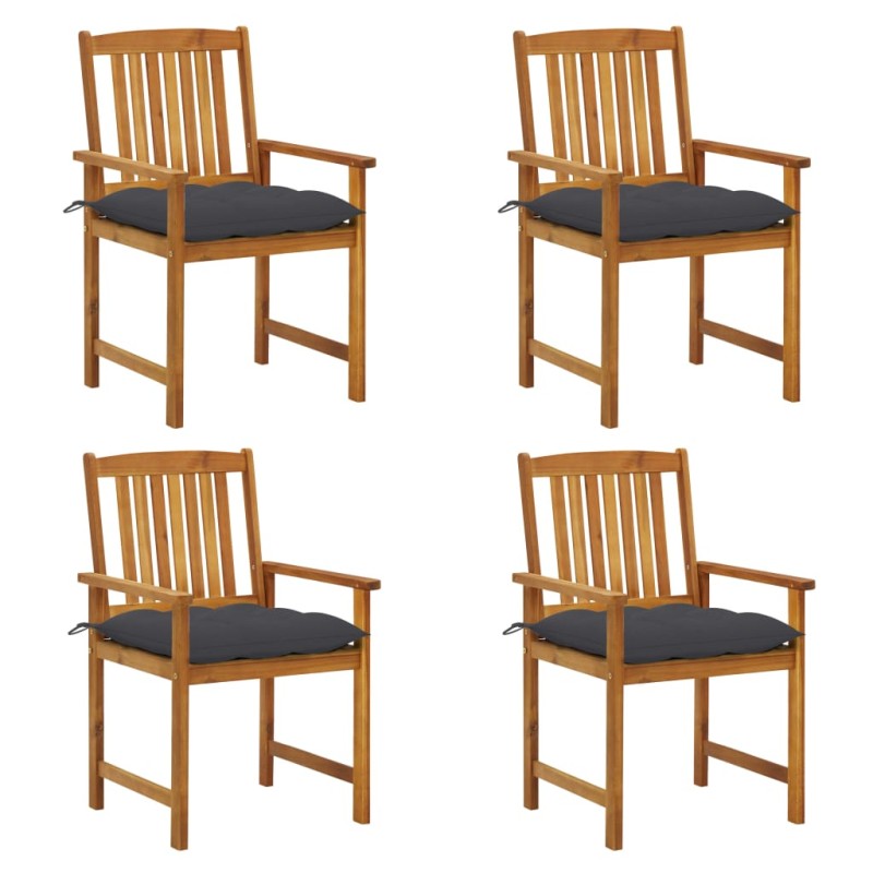 vidaXL Sedie da Giardino con Cuscini 4 pz in Massello di Acacia vidaXL Sedie da Giardino con Cuscini 4 pz in Massello di Acacia