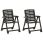 vidaXL Set da Bistrot 3 pz Pieghevole in Plastica Grigio vidaXL Set da Bistrot 3 pz Pieghevole in Plastica Grigio
