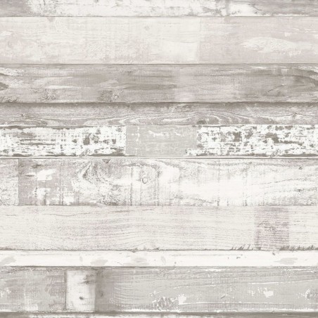 Homestyle Carta da Parati Wood Bianco Avorio e Grigio
