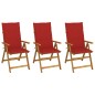 vidaXL Sedie da Giardino Pieghevoli 3pz con Cuscini Acacia Massello vidaXL Sedie da Giardino Pieghevoli 3pz con Cuscini Acacia Massello
