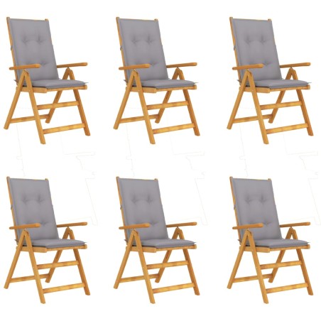 vidaXL Sedie da Giardino Pieghevoli 6 pz con Cuscini Massello Acacia