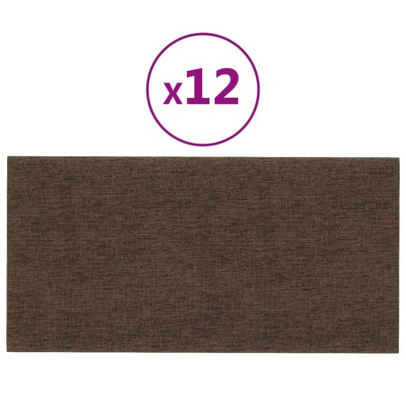 Pannelli Murali 12 pz Marroni 60x30 cm in Tessuto 2,16 m²