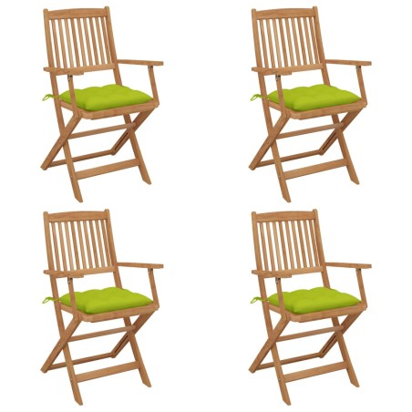 vidaXL Sedie da Giardino Pieghevoli 4 pz con Cuscini Massello Acacia