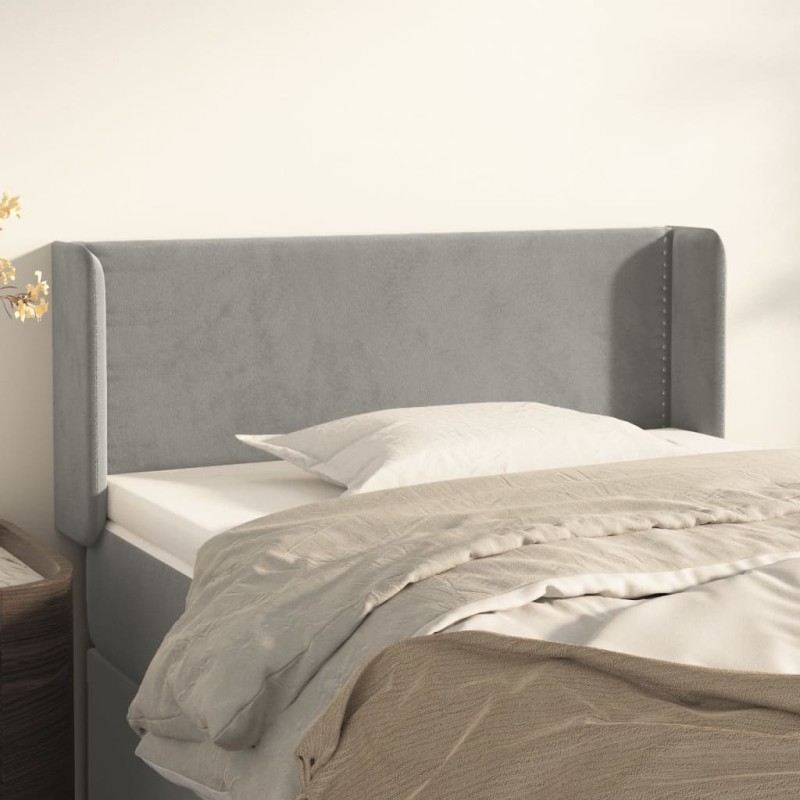 Testiera ad Orecchio Grigio Chiaro 93x16x78/88 cm in Velluto Testiera ad Orecchio Grigio Chiaro 93x16x78/88 cm in Velluto
