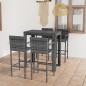 vidaXL Set Bar da Giardino 5 pz con Braccioli in Polyrattan Grigio vidaXL Set Bar da Giardino 5 pz con Braccioli in Polyrattan Grigio
