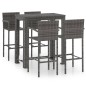 vidaXL Set Bar da Giardino 5 pz con Braccioli in Polyrattan Grigio vidaXL Set Bar da Giardino 5 pz con Braccioli in Polyrattan Grigio