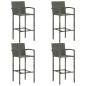 vidaXL Set Bar da Giardino 5 pz con Braccioli in Polyrattan Grigio vidaXL Set Bar da Giardino 5 pz con Braccioli in Polyrattan Grigio