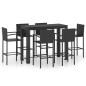 vidaXL Set Bar da Giardino 7 pz con Braccioli in Polyrattan Nero