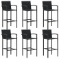 vidaXL Set Bar da Giardino 7 pz con Braccioli in Polyrattan Nero