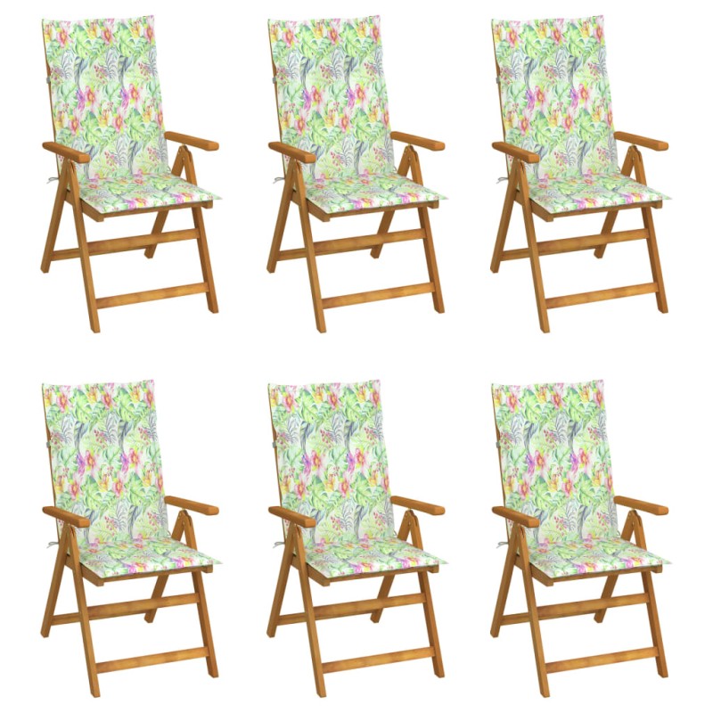 Sedie da Giardino Pieghevoli 6 pz con Cuscini Massello Acacia Sedie da Giardino Pieghevoli 6 pz con Cuscini Massello Acacia