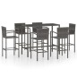 vidaXL Set da Bar da Giardino 7 pz in Polyrattan Grigio vidaXL Set da Bar da Giardino 7 pz in Polyrattan Grigio