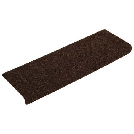 vidaXL Tappetini per Scale Tessuto Agugliato 15 pz 65x21x4 cm Marrone