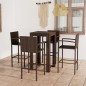 vidaXL Set Bar da Giardino 5 pz con Braccioli in Polyrattan Marrone vidaXL Set Bar da Giardino 5 pz con Braccioli in Polyrattan Marrone