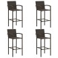 vidaXL Set Bar da Giardino 5 pz con Braccioli in Polyrattan Marrone vidaXL Set Bar da Giardino 5 pz con Braccioli in Polyrattan Marrone