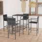 vidaXL Set Bar da Giardino 5 pz in Polyrattan Grigio vidaXL Set Bar da Giardino 5 pz in Polyrattan Grigio