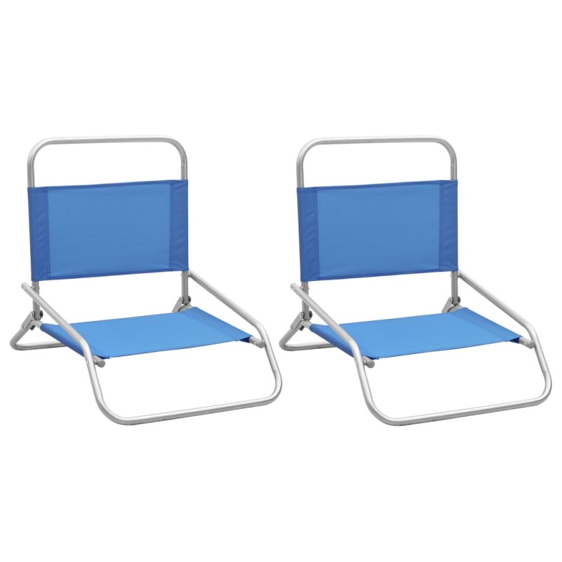 Sedie da Spiaggia Pieghevoli 2 pz in Tessuto Blu Sedie da Spiaggia Pieghevoli 2 pz in Tessuto Blu