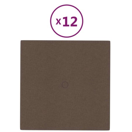 Pannelli Murali 12 pz Marroni 30x30 cm in Tessuto 1,08 m²