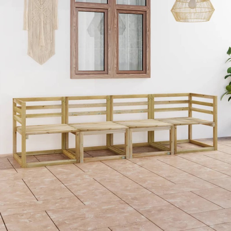 vidaXL Divano da Giardino a 4 Posti Legno di Pino Impregnato Verde vidaXL Divano da Giardino a 4 Posti Legno di Pino Impregnato Verde