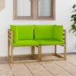 vidaXL Divani Angolari da Giardino & Cuscini 2pz Pino Impregnato Verde vidaXL Divani Angolari da Giardino & Cuscini 2pz Pino Impregnato Verde