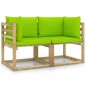 vidaXL Divani Angolari da Giardino & Cuscini 2pz Pino Impregnato Verde vidaXL Divani Angolari da Giardino & Cuscini 2pz Pino Impregnato Verde