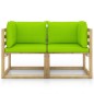 vidaXL Divani Angolari da Giardino & Cuscini 2pz Pino Impregnato Verde vidaXL Divani Angolari da Giardino & Cuscini 2pz Pino Impregnato Verde