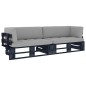 vidaXL Divano a 2 Posti su Pallet con Cuscini Pino Impregnato Nero vidaXL Divano a 2 Posti su Pallet con Cuscini Pino Impregnato Nero