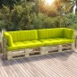 vidaXL Divano a 2 Posti su Pallet con Cuscini in Pino Impregnato Verde