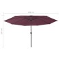Ombrellone da Esterni con LED e Palo Metallo 300 cm Rosso Bordò Ombrellone da Esterni con LED e Palo Metallo 300 cm Rosso Bordò