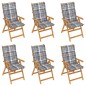 Sedie Giardino 6 pz con Cuscini Grigi a Quadri Massello di Teak Sedie Giardino 6 pz con Cuscini Grigi a Quadri Massello di Teak