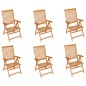 Sedie Giardino 6 pz con Cuscini Grigi a Quadri Massello di Teak Sedie Giardino 6 pz con Cuscini Grigi a Quadri Massello di Teak