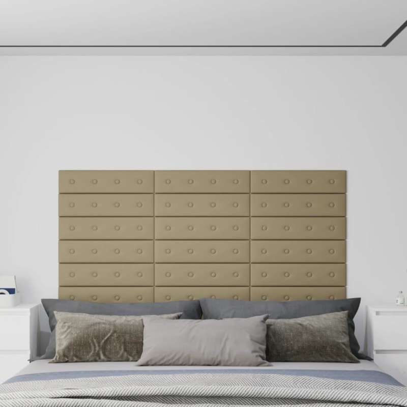 vidaXL Pannelli Murali 12 pz Cappuccino 60x15 cm Similpelle 1,08 m² vidaXL Pannelli Murali 12 pz Cappuccino 60x15 cm Similpelle 1,08 m²