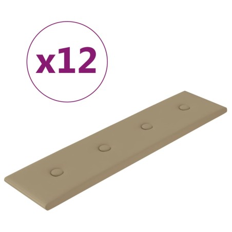 vidaXL Pannelli Murali 12 pz Cappuccino 60x15 cm Similpelle 1,08 m²