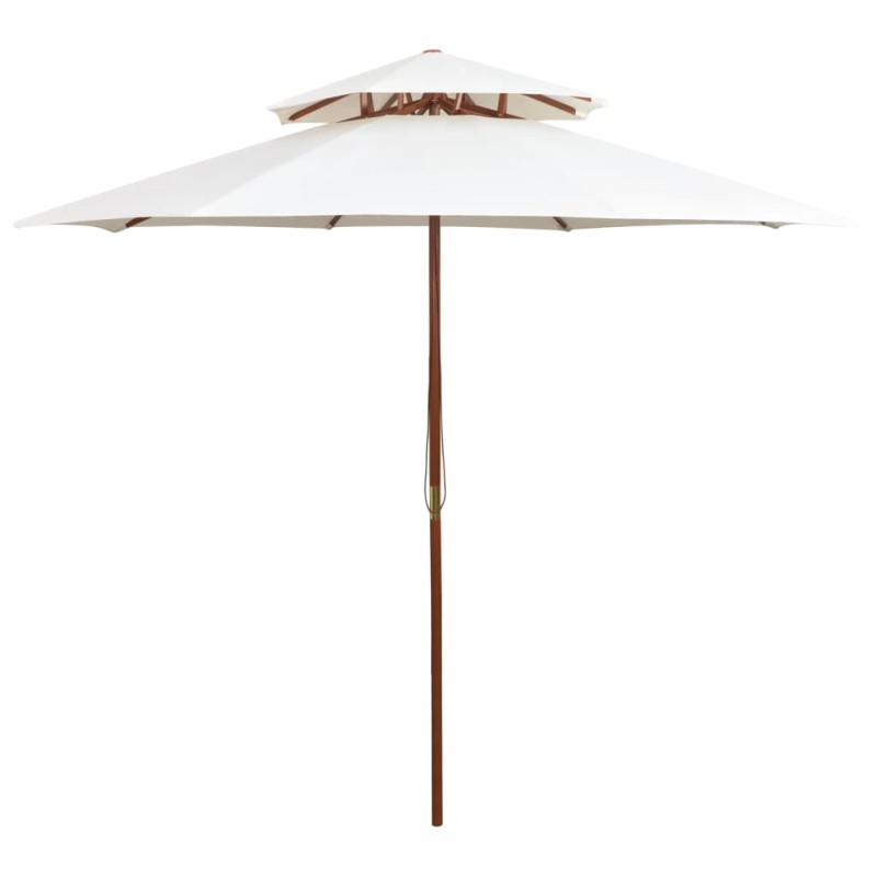 Ombrellone 2 Livelli 270x270 cm con Palo in Legno Bianco Crema Ombrellone 2 Livelli 270x270 cm con Palo in Legno Bianco Crema