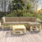 vidaXL Set Divani in Pallet con Cuscini 4 pz in Pino Impregnato Verde vidaXL Set Divani in Pallet con Cuscini 4 pz in Pino Impregnato Verde