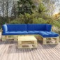 vidaXL Set Divani in Pallet con Cuscini 4 pz in Pino Impregnato Verde vidaXL Set Divani in Pallet con Cuscini 4 pz in Pino Impregnato Verde