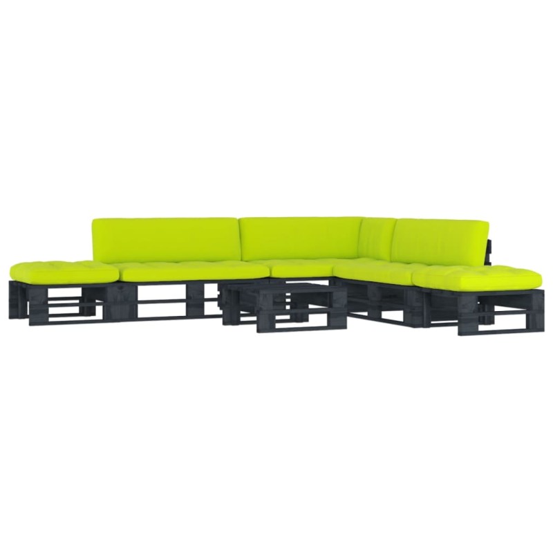 vidaXL Set Divani in Pallet con Cuscini 6 pz in Pino Impregnato Nero vidaXL Set Divani in Pallet con Cuscini 6 pz in Pino Impregnato Nero