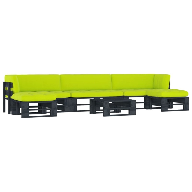 vidaXL Set Divani in Pallet con Cuscini 6 pz in Pino Impregnato Nero vidaXL Set Divani in Pallet con Cuscini 6 pz in Pino Impregnato Nero