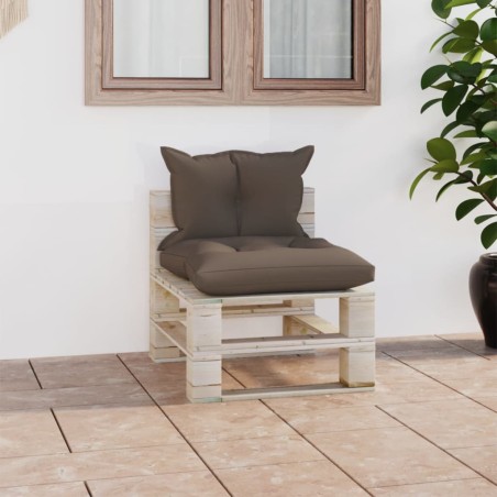 vidaXL Poltrona Centrale da Giardino Pallet con Cuscini Legno di Pino