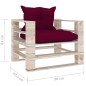 vidaXL Poltrona Giardino Pallet con Cuscini Rosso Vino Legno di Pino vidaXL Poltrona Giardino Pallet con Cuscini Rosso Vino Legno di Pino