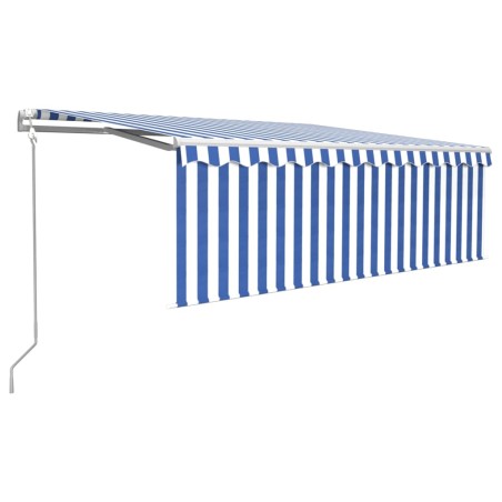 Tenda da Sole Retrattile Automatica Parasole 4,5x3m Blu Bianco