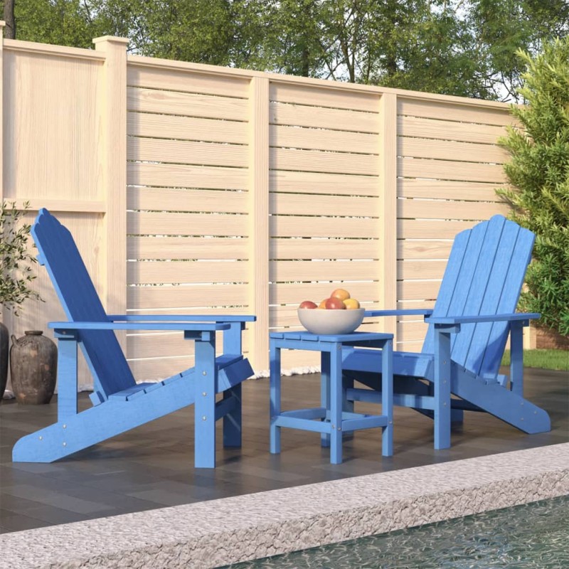 Sedie da Giardino con Tavolo Adirondack in HDPE Blu Acqua Sedie da Giardino con Tavolo Adirondack in HDPE Blu Acqua