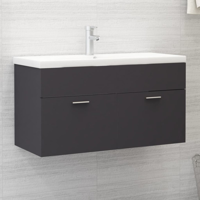 vidaXL Mobile Sottolavabo Grigio 90x38,5x46 cm in Truciolato vidaXL Mobile Sottolavabo Grigio 90x38,5x46 cm in Truciolato