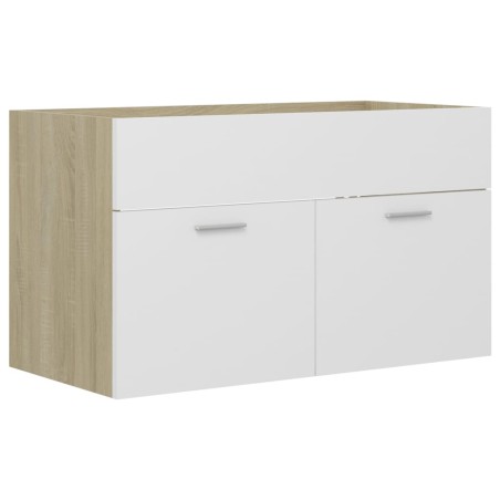 vidaXL Mobile Sottolavabo Bianco e Rovere 80x38,5x46 cm in Truciolato