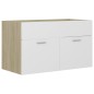 vidaXL Mobile Sottolavabo Bianco e Rovere 80x38,5x46 cm in Truciolato vidaXL Mobile Sottolavabo Bianco e Rovere 80x38,5x46 cm in Truciolato
