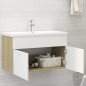 vidaXL Mobile Sottolavabo Bianco e Rovere 80x38,5x46 cm in Truciolato vidaXL Mobile Sottolavabo Bianco e Rovere 80x38,5x46 cm in Truciolato